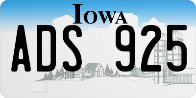 IA license plate ADS925