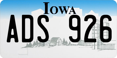 IA license plate ADS926