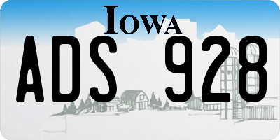 IA license plate ADS928