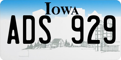 IA license plate ADS929