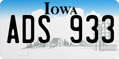 IA license plate ADS933