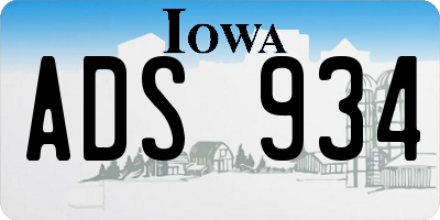 IA license plate ADS934