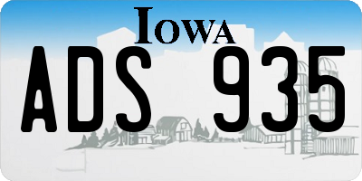IA license plate ADS935