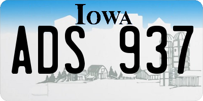 IA license plate ADS937