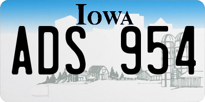 IA license plate ADS954