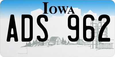 IA license plate ADS962