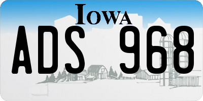 IA license plate ADS968