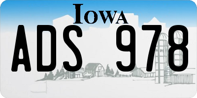IA license plate ADS978