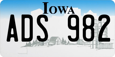 IA license plate ADS982