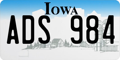 IA license plate ADS984