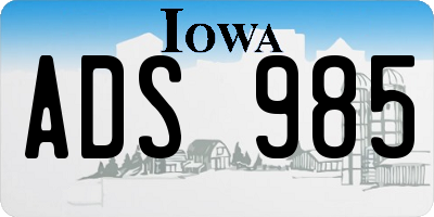 IA license plate ADS985