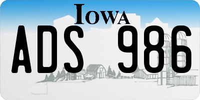 IA license plate ADS986