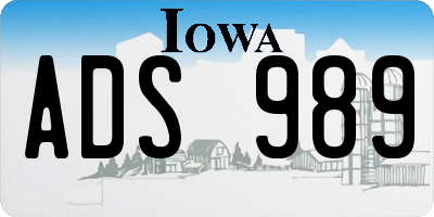 IA license plate ADS989