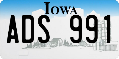 IA license plate ADS991