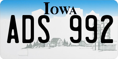 IA license plate ADS992
