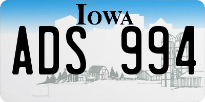 IA license plate ADS994