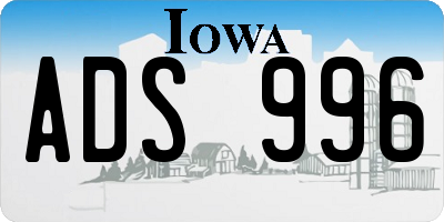 IA license plate ADS996