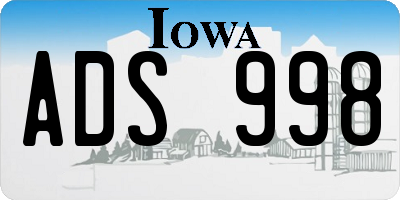 IA license plate ADS998