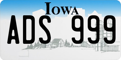 IA license plate ADS999