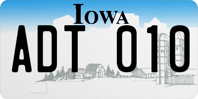 IA license plate ADT010