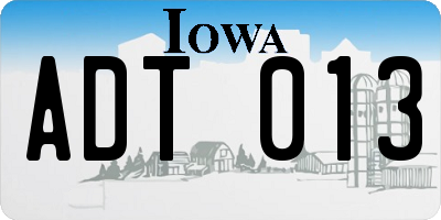 IA license plate ADT013