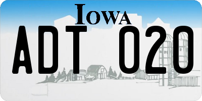IA license plate ADT020