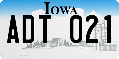 IA license plate ADT021