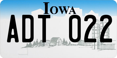 IA license plate ADT022
