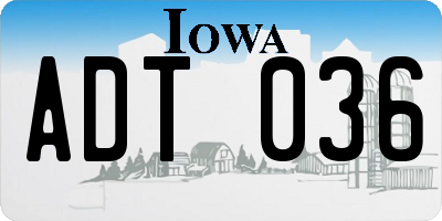IA license plate ADT036