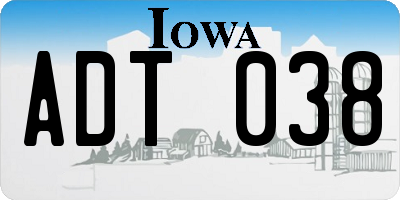 IA license plate ADT038