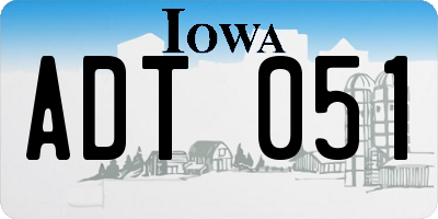 IA license plate ADT051