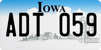 IA license plate ADT059