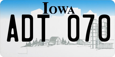 IA license plate ADT070