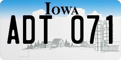 IA license plate ADT071
