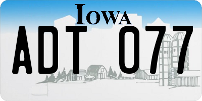 IA license plate ADT077
