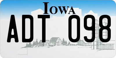 IA license plate ADT098