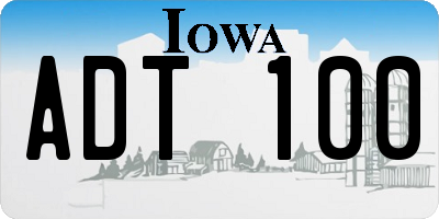 IA license plate ADT100