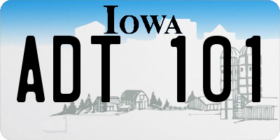 IA license plate ADT101