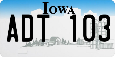 IA license plate ADT103