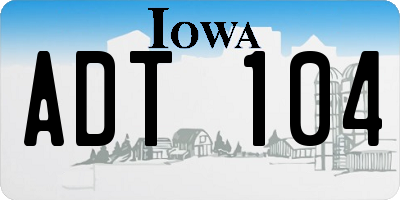 IA license plate ADT104