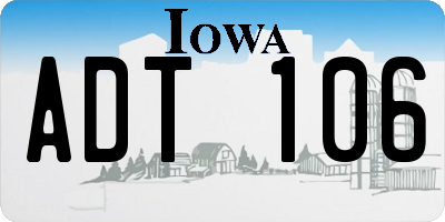 IA license plate ADT106