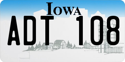 IA license plate ADT108