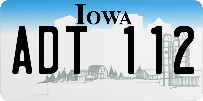 IA license plate ADT112