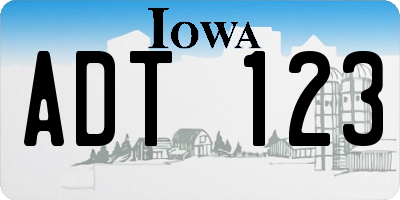 IA license plate ADT123