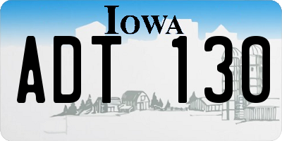 IA license plate ADT130