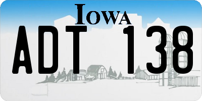 IA license plate ADT138