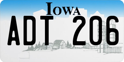 IA license plate ADT206