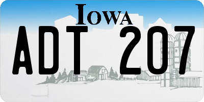 IA license plate ADT207