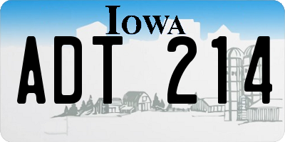 IA license plate ADT214