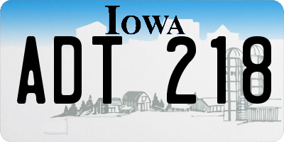 IA license plate ADT218
